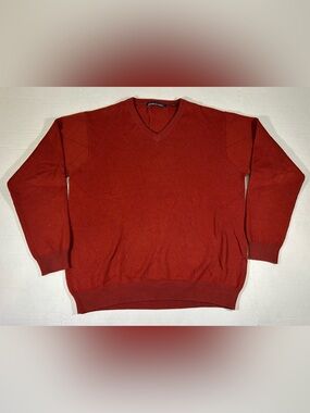 Northern isles Vintage Men’s V-Neck Sweater Argyle Knit Rust preppy grandpacore